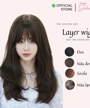 Tóc giả sakura Cần Thơ - tóc giả nguyên đầu - Layer wigs 50cm - mẫu layer thẳng
