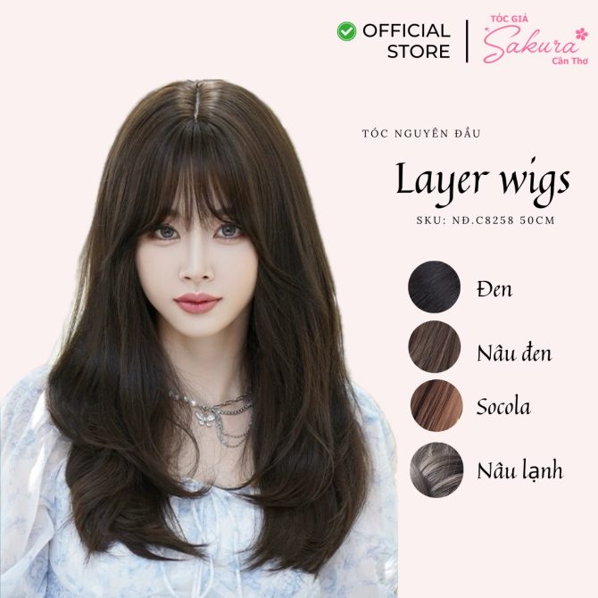 Tóc giả sakura Cần Thơ - tóc giả nguyên đầu - Layer wigs 50cm - mẫu layer thẳng