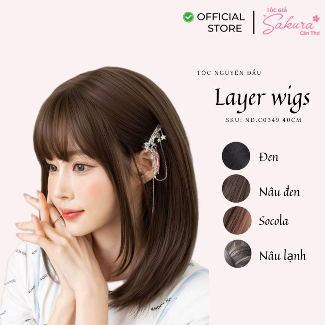 Tóc giả sakura Cần Thơ - tóc giả nguyên đầu - layer wigs 40cm - mẫu thẳng