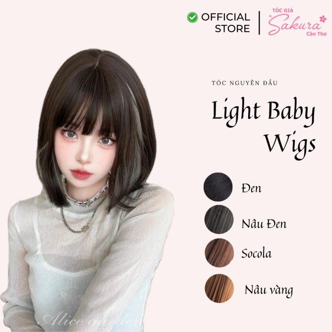 Tóc giả sakura Cần Thơ - tóc giả nguyên đầu - light baby wigs 30cm - mẫu thẳng cúp
